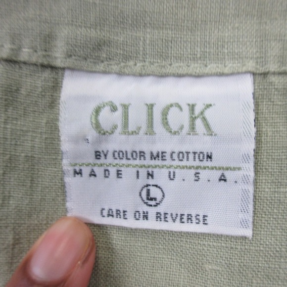 Click by Color Me Cotton Jumper Dress Women L Green 100% Linen Minimalist 270 - Picture 3 of 12